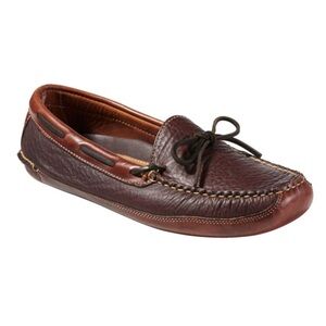 L.L. Bean Dark Brown bison Leather Slip-On Loafers